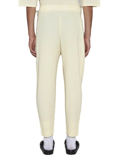Shop Issey Miyake Homme Plisse  Trousers In Lt Yellow