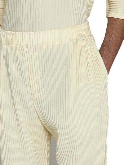 Shop Issey Miyake Homme Plisse  Trousers In Lt Yellow