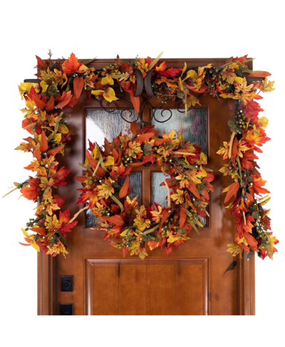 Shop Village Lighting Company 24" Holiday Wreath With Lights, Fall Harvest Leaf In Assorted