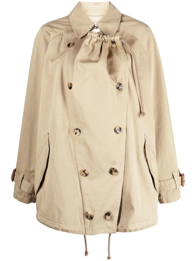 Shop Isabel Marant Dusika Double-breasted Trench Coat In Nude &amp; Neutrals