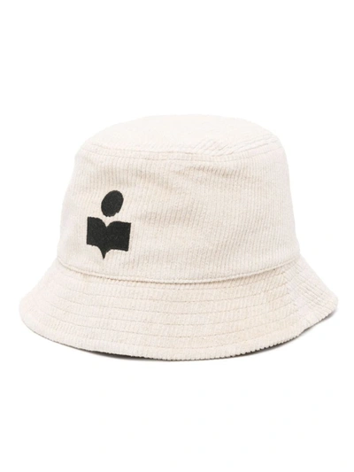 Shop Isabel Marant Logo-embroidered Ribbed Bucket Hat In Beige