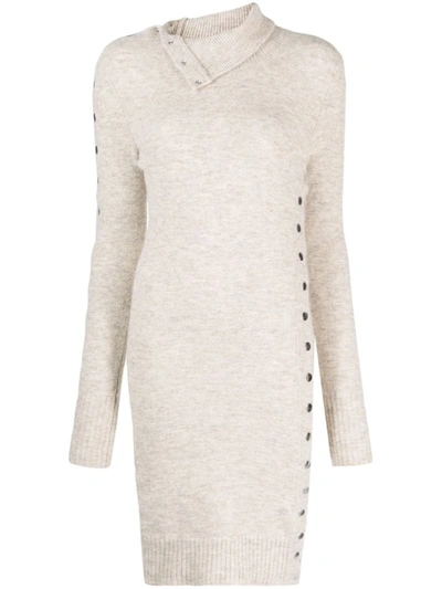 Shop Isabel Marant Navy Knit Dress In Nude &amp; Neutrals