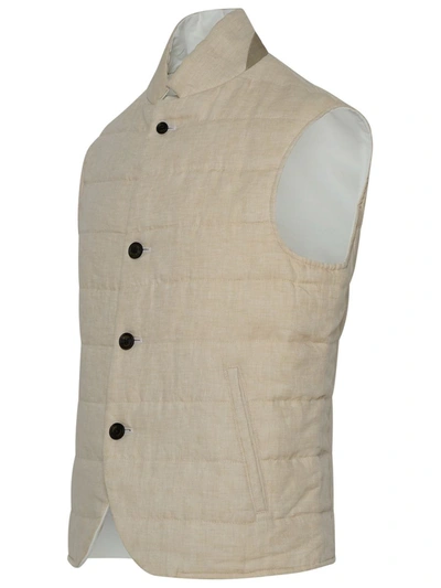 Shop Eleventy Ivory Nylon Vest In Beige