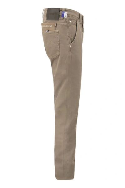 Shop Jacob Cohen Leonard - Cotton 5-pocket Trousers In Sand