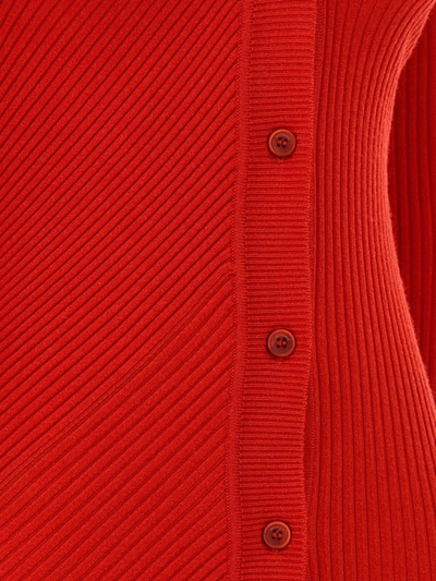 Jacquemus The Colin Asymmetric Long Sleeve Wool Blend Dress In Red