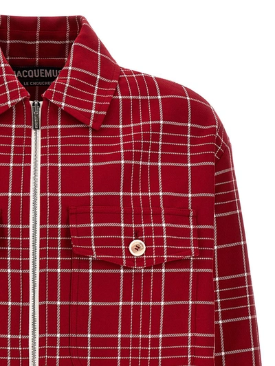 Shop Jacquemus 'le Blouson Montagne' Overshirt In Red