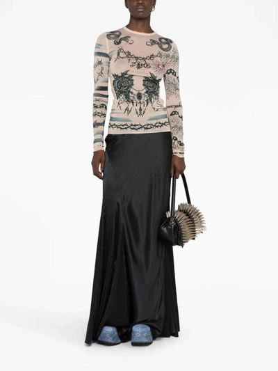 Jean Paul Gaultier X Knwls Printed Stretch-jersey Top In Nude Grey Black