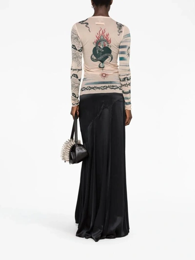 Jean Paul Gaultier X Knwls Printed Stretch-jersey Top In Nude Grey Black