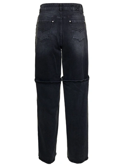 Shop Blumarine Black Jeans With Buckle Detail In Stretch Cotton Denim Woman In Grey