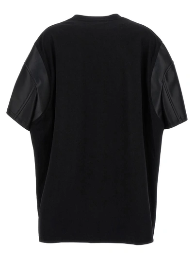 Shop Junya Watanabe Eco-leather Sleeve T-shirt In Black