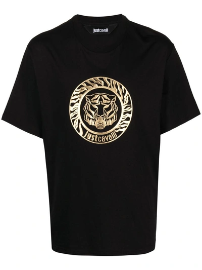 Shop Just Cavalli Logo Print Tshirt In Black