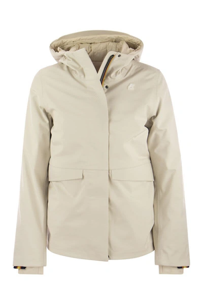 Shop K-way Dorel Bonded - Hooded Jacket In Ivory