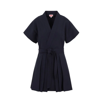 Shop Kenzo Kimono Mini Dress In Blue