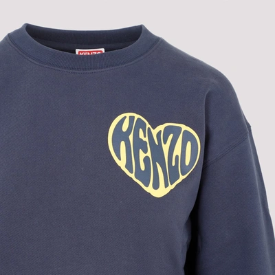 Shop Kenzo Hearts Regular Sweatshirt In Blue