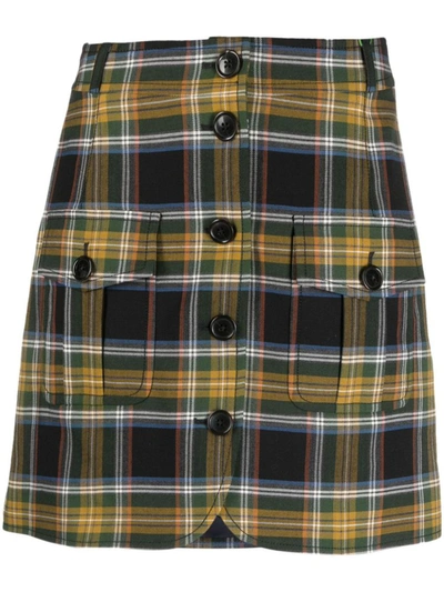 Shop Kenzo Checks Mini Skirt Clothing In Green