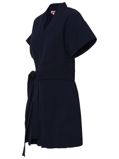 Shop Kenzo Blue Wool Dress In Navy