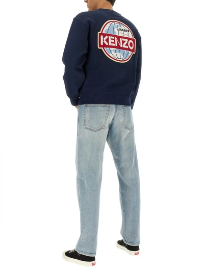 Shop Kenzo Globe Classic Sweatshirt In Blue