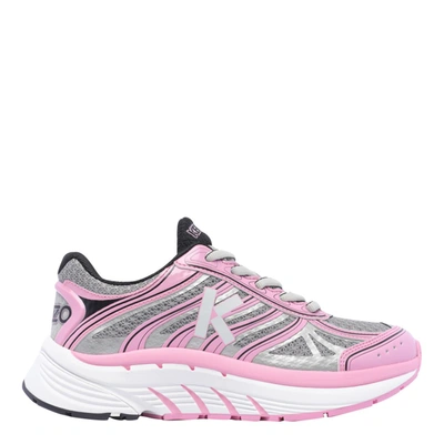 Kenzo Logo Printed Lace-up Runner Sneakers In Pink