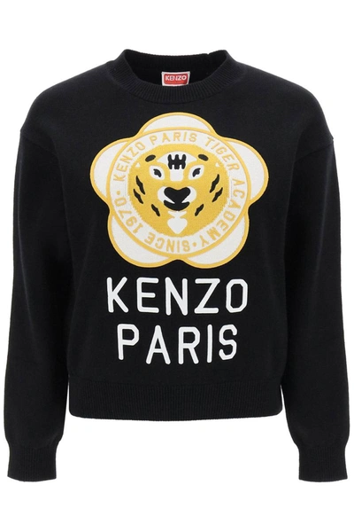 Shop Kenzo Tiger Academy Crew-neck Sweater In Black