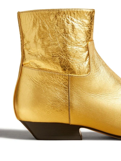 Shop Khaite Marfa Leather Ankle Boots In Golden