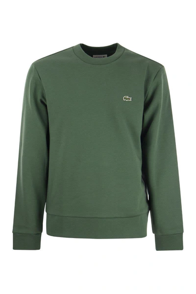 Shop Lacoste Jogger Sweatshirt In Brushed Organic Cotton In Green