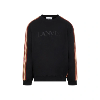 Shop Lanvin Curb Lace-embellished Sweatshirt In Black