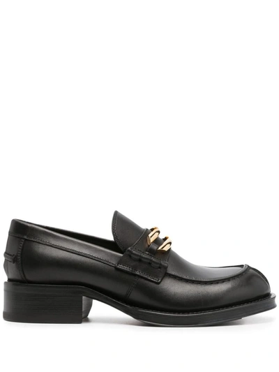 Shop Lanvin Medley Leather Loafers In Black