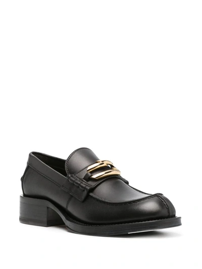 Shop Lanvin Medley Leather Loafers In Black