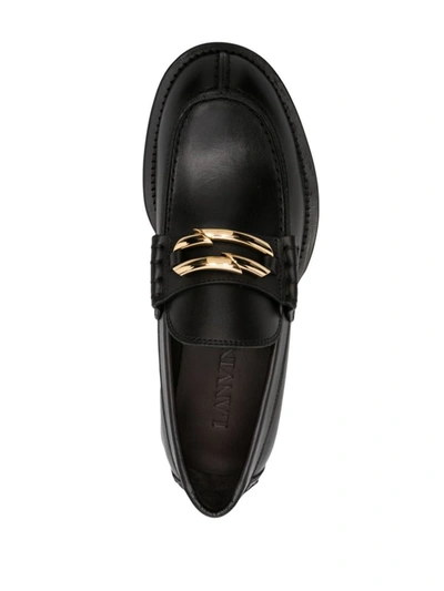 Shop Lanvin Medley Leather Loafers In Black