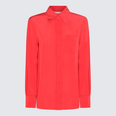 Lanvin Button-down Silk Shirt With Long Sleeves In Watermelon