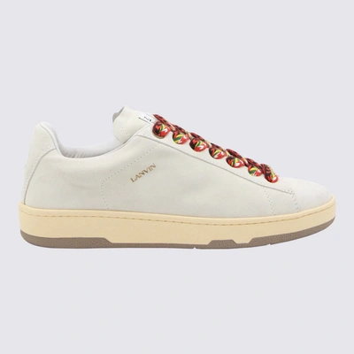 Shop Lanvin White Leather Curb Sneakers