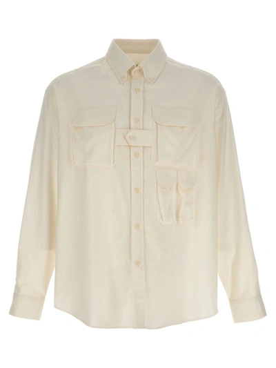 Shop Lc23 'multipocket Flannel' Shirt In White
