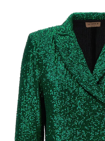 Le Twins Green Double-breasted Blazer In Green