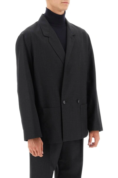 Shop Lemaire Deconstructed Poly-wool Blazer In Grey