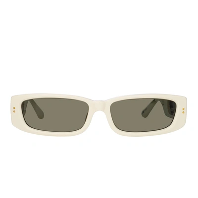 Shop Linda Farrow Sunglasses In White