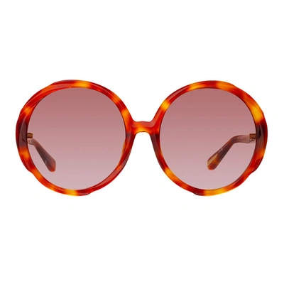 Linda Farrow Round Frame Sunglasses In Tartarugato