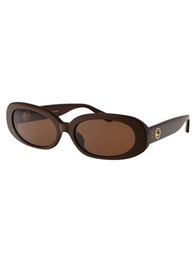 Shop Linda Farrow Sunglasses In 11 Brown Light Gold Brown