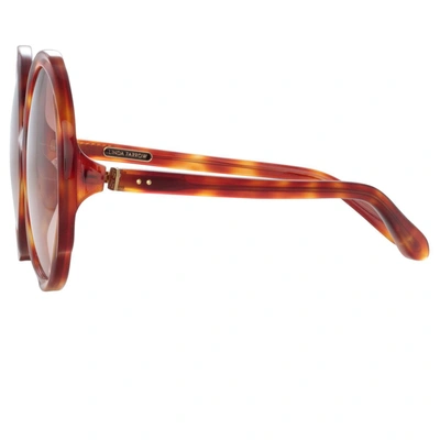 Linda Farrow Round Frame Sunglasses In Tartarugato