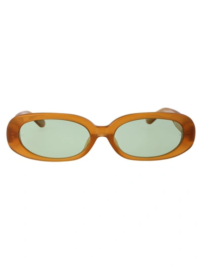 Shop Linda Farrow Sunglasses In 12 Honey Yellow Gold Green