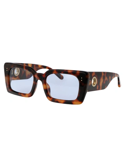 Linda Farrow Nieve Sunglasses In 06 T-shell Yellow Gold Light Blue