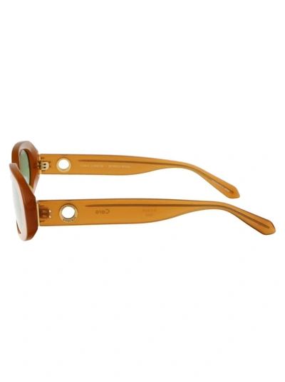 Linda Farrow X Rowen Rose Cara Oval Framed Sunglasses In 12 Honey Yellow Gold Green