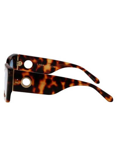 Linda Farrow Nieve Sunglasses In 06 T-shell Yellow Gold Light Blue