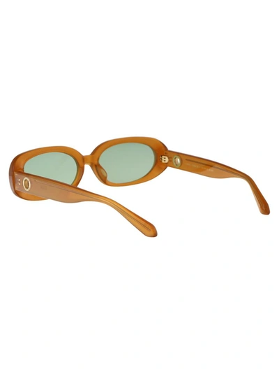 Linda Farrow X Rowen Rose Cara Oval Framed Sunglasses In 12 Honey Yellow Gold Green