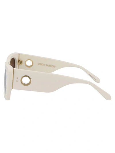 Shop Linda Farrow Sunglasses In 07 White Light Gold Grey Gradient