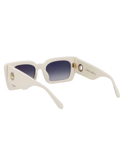 Shop Linda Farrow Sunglasses In 07 White Light Gold Grey Gradient