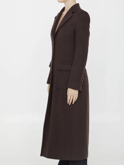 Shop Dolce & Gabbana Long Coat In Wool And Cashmere In Brown