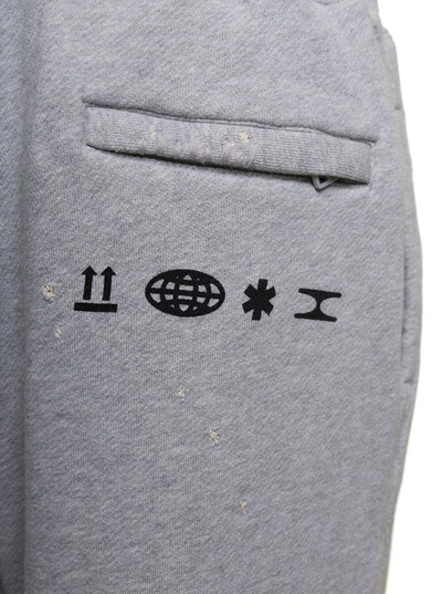 Shop Dolce & Gabbana Grey Jogger Pants With Drawstring And Logo Print In Cotton Man
