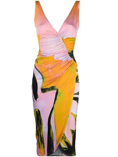 Shop Louisa Ballou Sleeveless Dress With Graphic Print In Multicolour