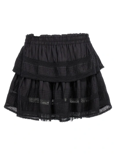 Shop Loveshackfancy 'ruffle Mini' Skirt In Black
