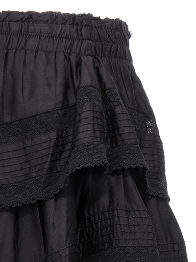 Shop Loveshackfancy 'ruffle Mini' Skirt In Black